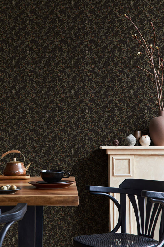 Bjorn Wallpaper - Chocolate - Summer Gray - Premier Wallcovering