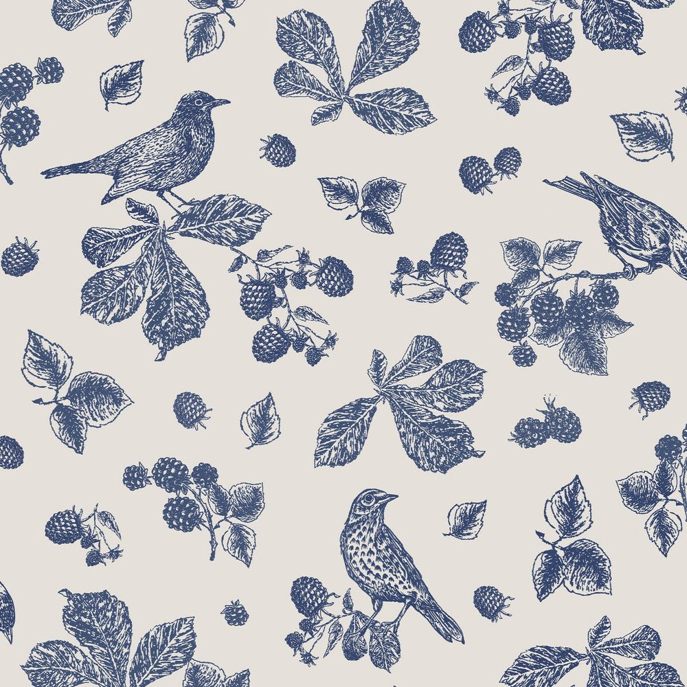Blackberry Bird Wallpaper - Cream - Joules - 120868 - Premier Wallcovering