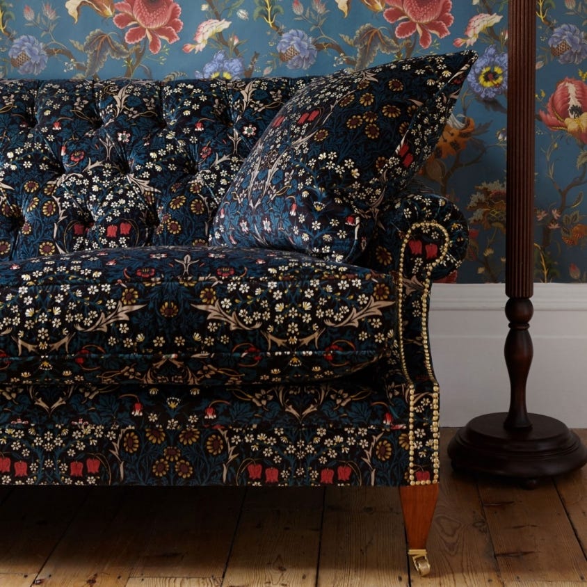 Blackthorn Velvet Fabric - Teal - House of Hackney - 1-FA-BLA-VE-TEA-XXX-XXX - Premier Wallcovering