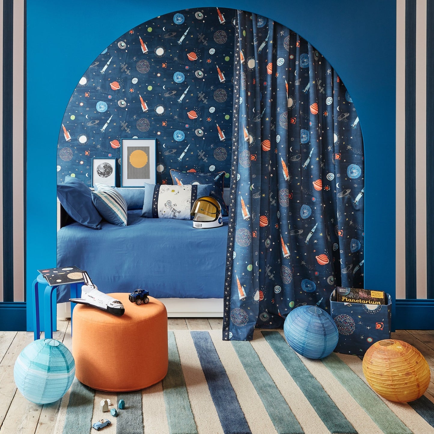 Blast Off Wallpaper - Deep Blue - Villa Nova - W641/01 - Premier Wallcovering