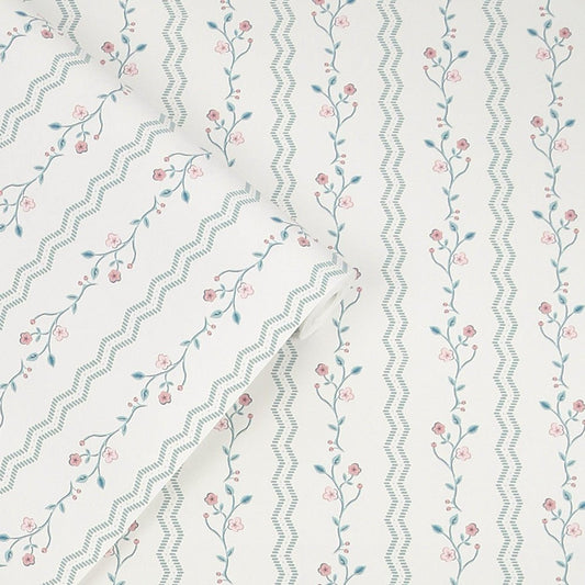 Blencow Stripe Wallpaper - Dark Duck Egg Blue - Laura Ashley - 122748 - Premier Wallcovering