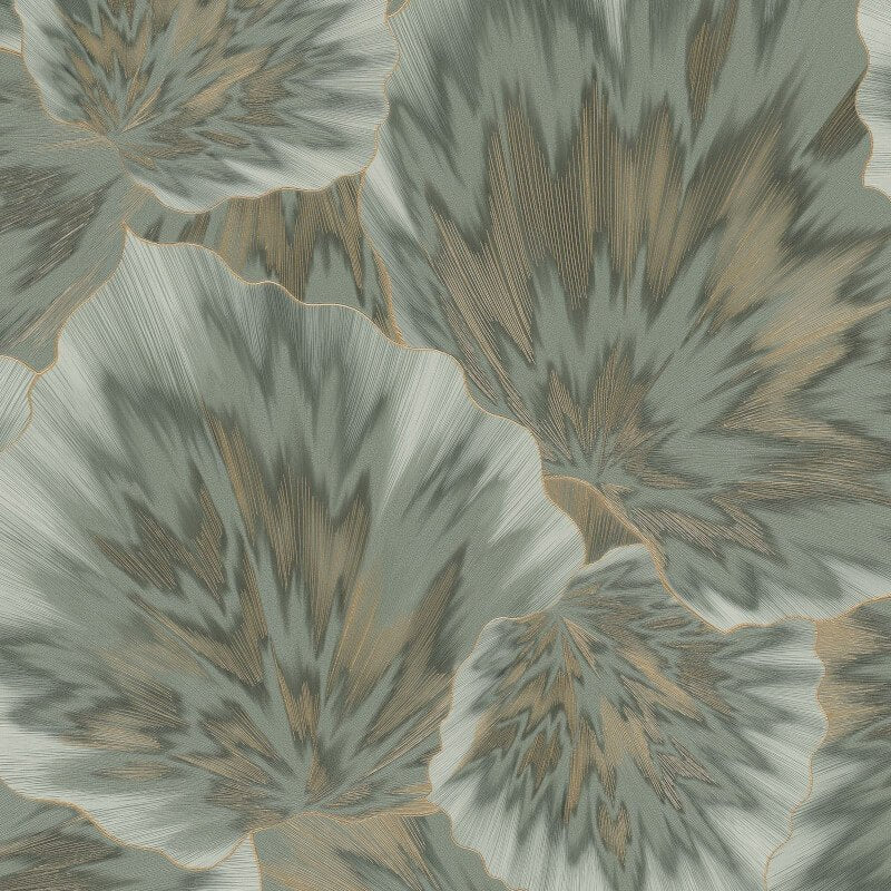 Bliss Abstract Leaf Metallic Wallpaper - Olive - Erismann - 10402 - 24 - Premier Wallcovering