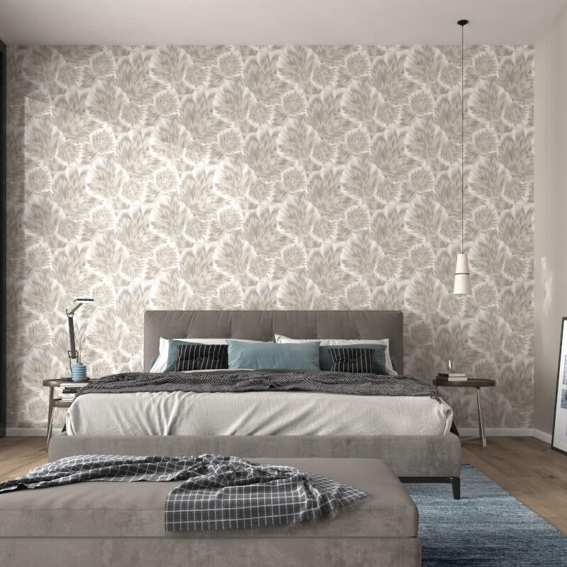 Bliss Abstract Leaf Metallic Wallpaper - Taupe - Erismann - 10402 - 37 - Premier Wallcovering