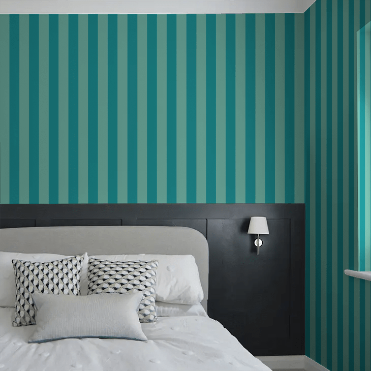 Bloc Stripe Wallpaper - Rich Teal - Ohpopsi - STR50117W - Premier Wallcovering