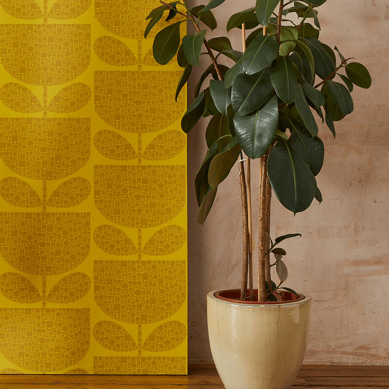 Block Garden Wallpaper - Sunflower - Orla Kiely - 23SHBLGWLPDS-7110 - Premier Wallcovering