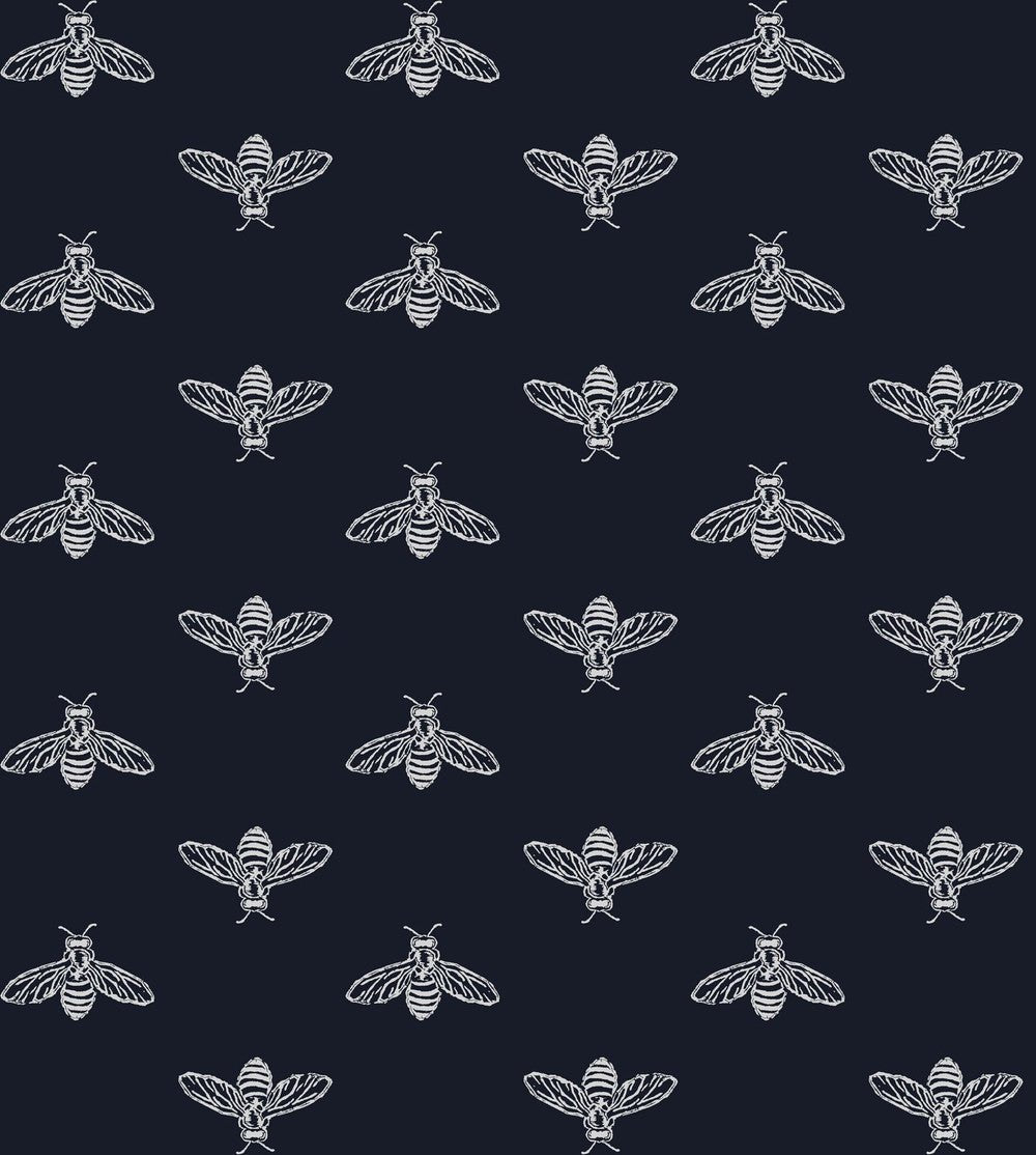 Block Print Bee Wallpaper - French Navy - Joules - 118546 - Premier Wallcovering