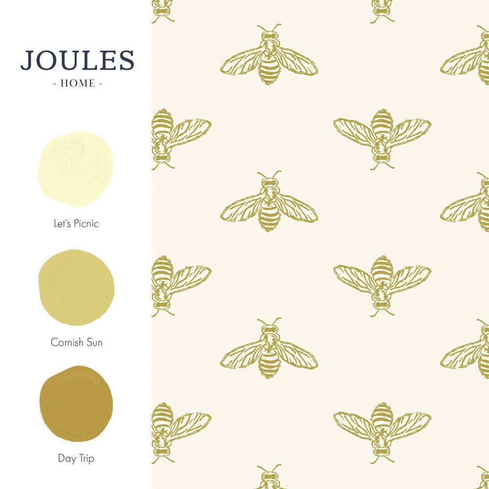 Block Print Bee Wallpaper - Antique Gold - Joules - 118547 - Premier Wallcovering