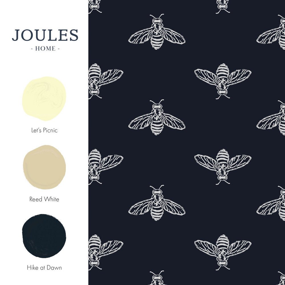 Block Print Bee Wallpaper - French Navy - Joules - 118546 - Premier Wallcovering