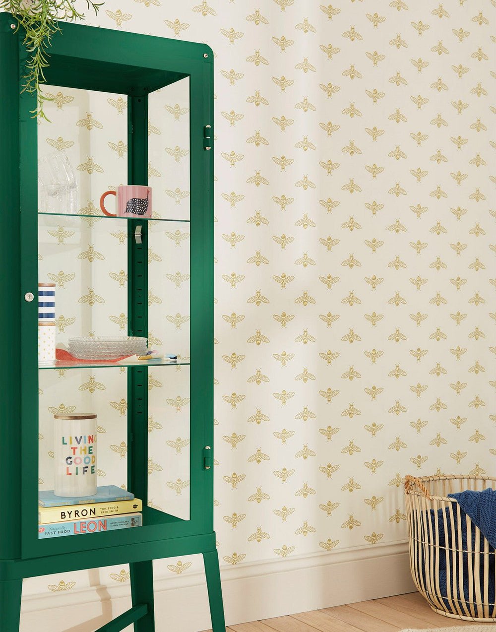 Block Print Bee Wallpaper - Antique Gold - Joules - 118547 - Premier Wallcovering