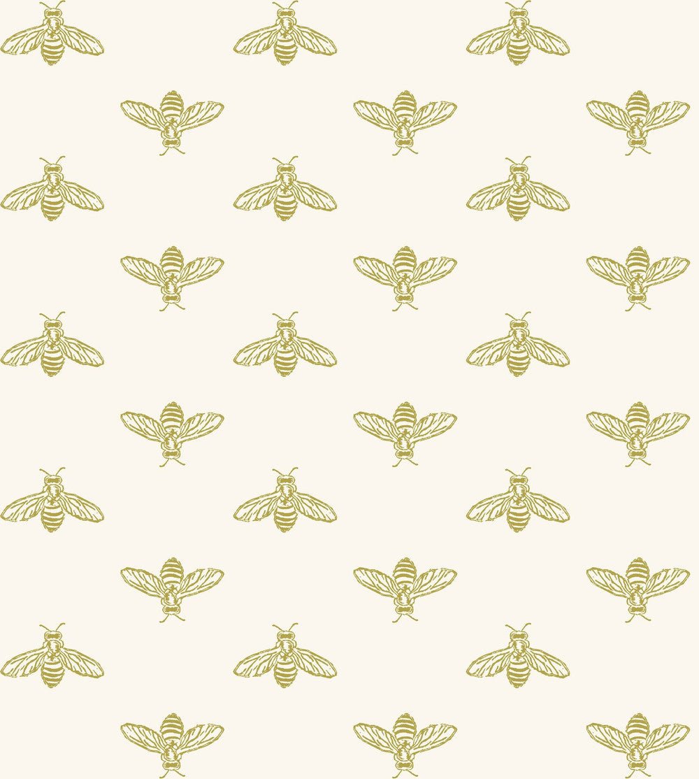 Block Print Bee Wallpaper - Antique Gold - Joules - 118547 - Premier Wallcovering