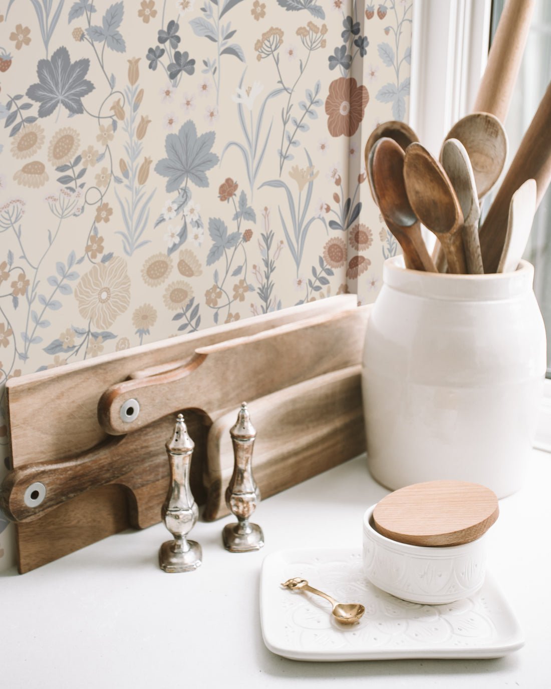 Blomstre Wallpaper - Earth - Summer Gray - Premier Wallcovering