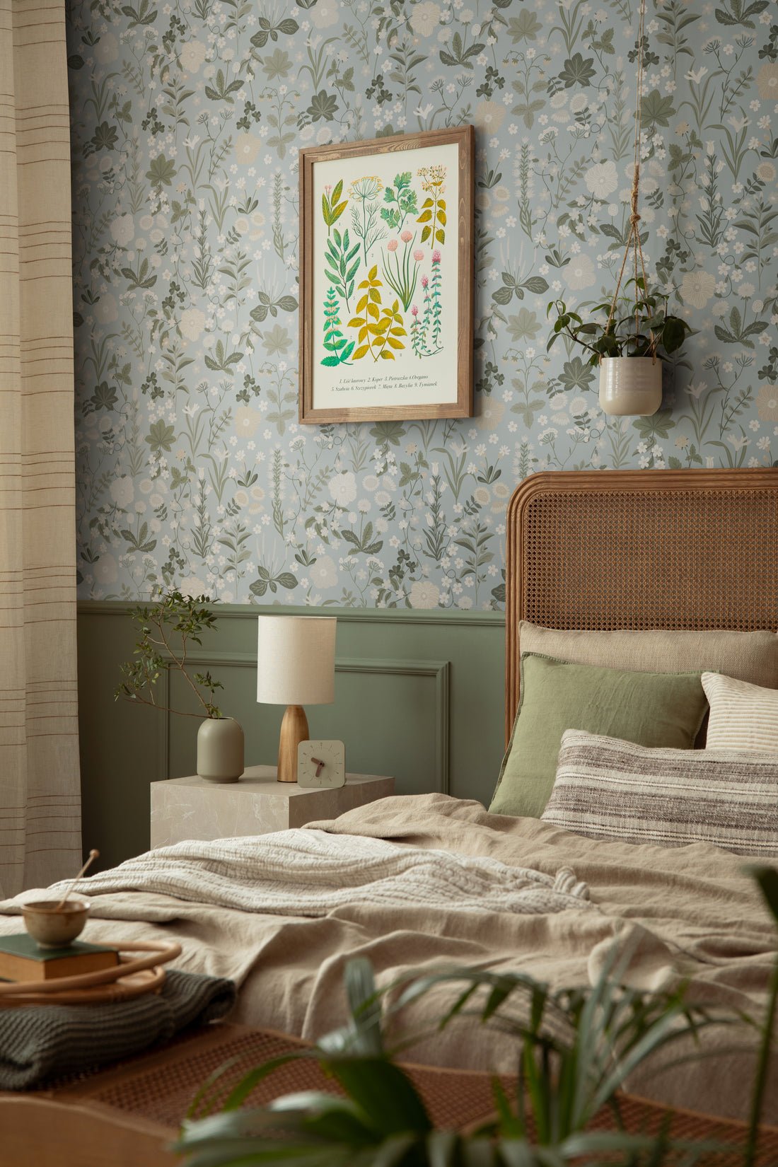 Blomstre Wallpaper - Misty blue - Summer Gray - Premier Wallcovering