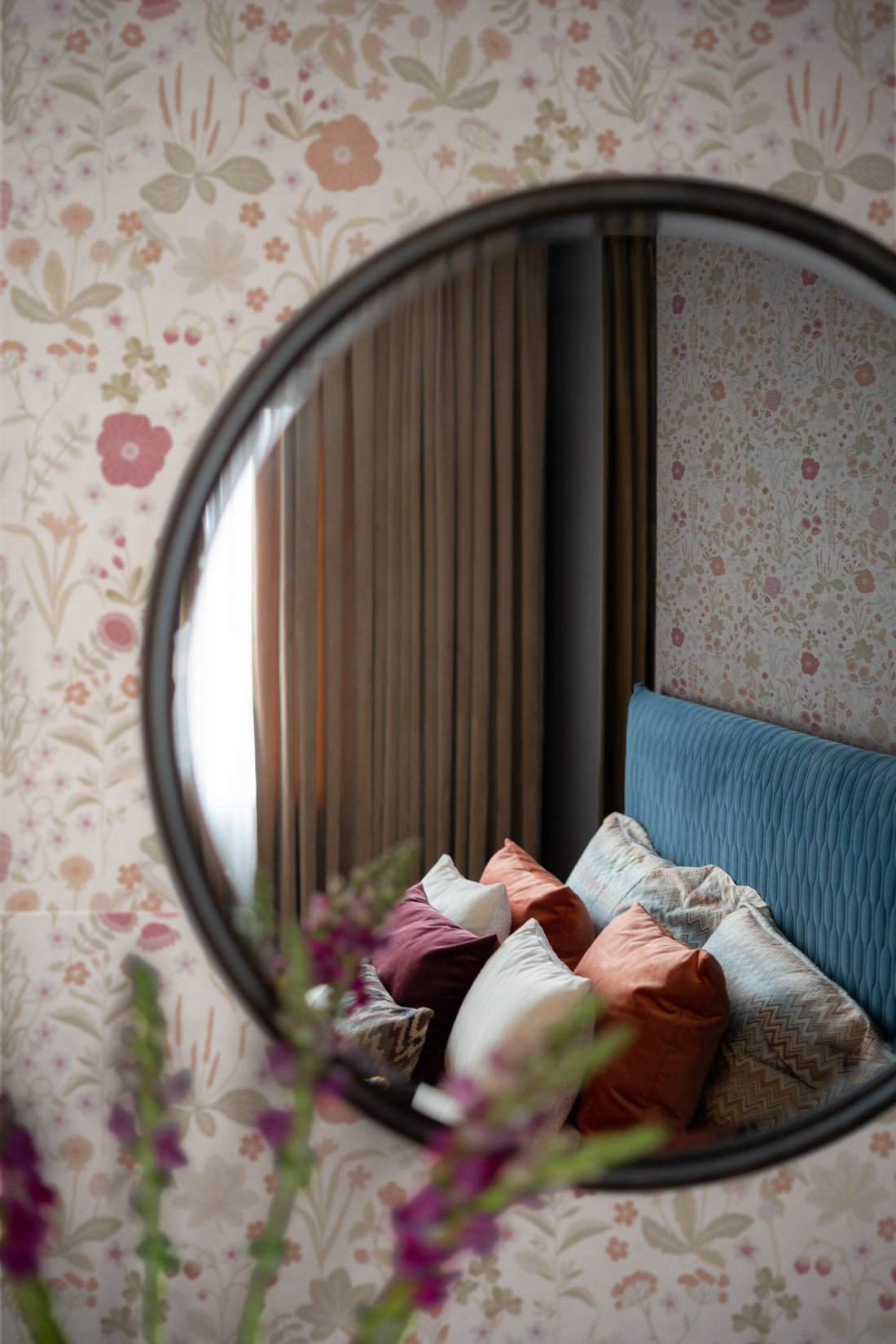 Blomstre Wallpaper - Soft Pink - Summer Gray - Premier Wallcovering
