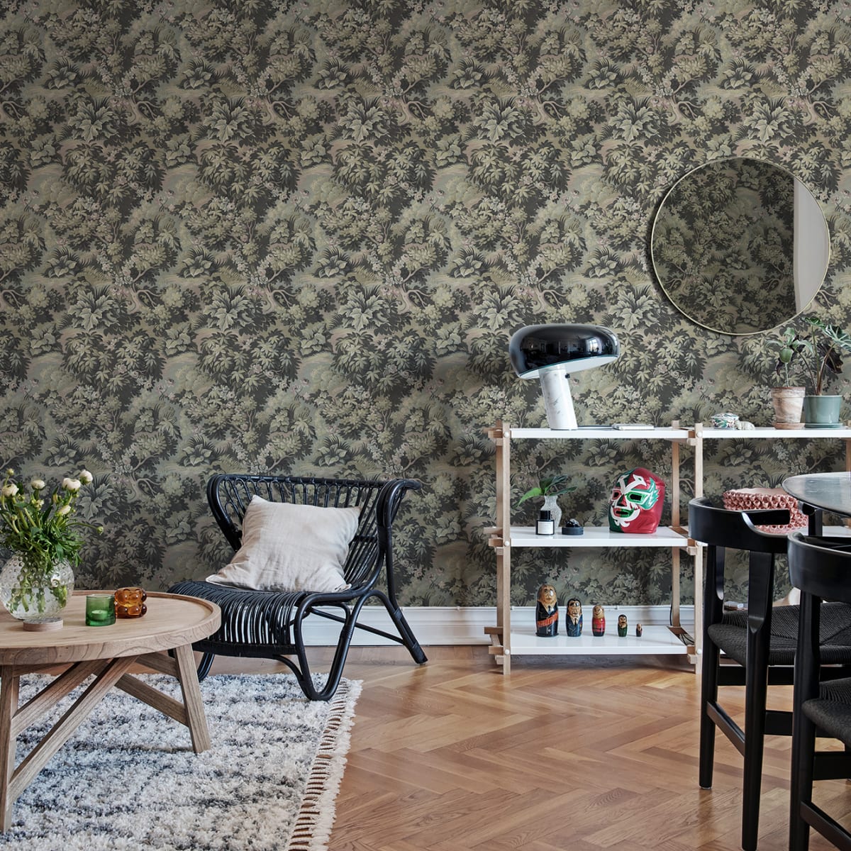 Blooming Park Wallpaper - Dark - Rebel Walls - R19254 - Premier Wallcovering