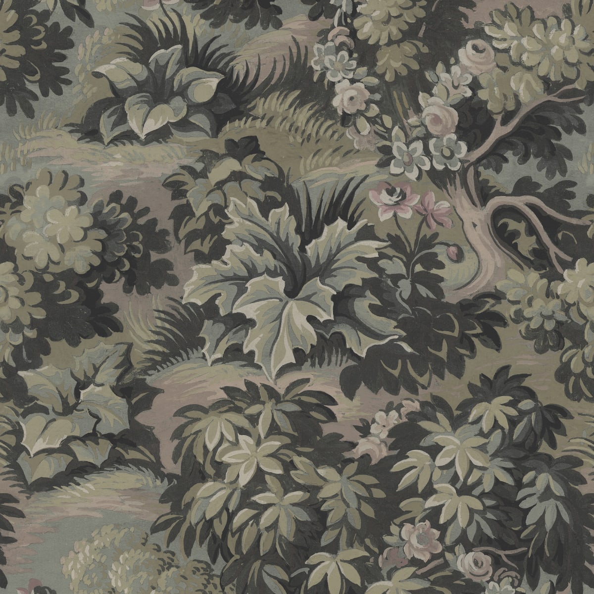 Blooming Park Wallpaper - Dark - Rebel Walls - R19254 - Premier Wallcovering