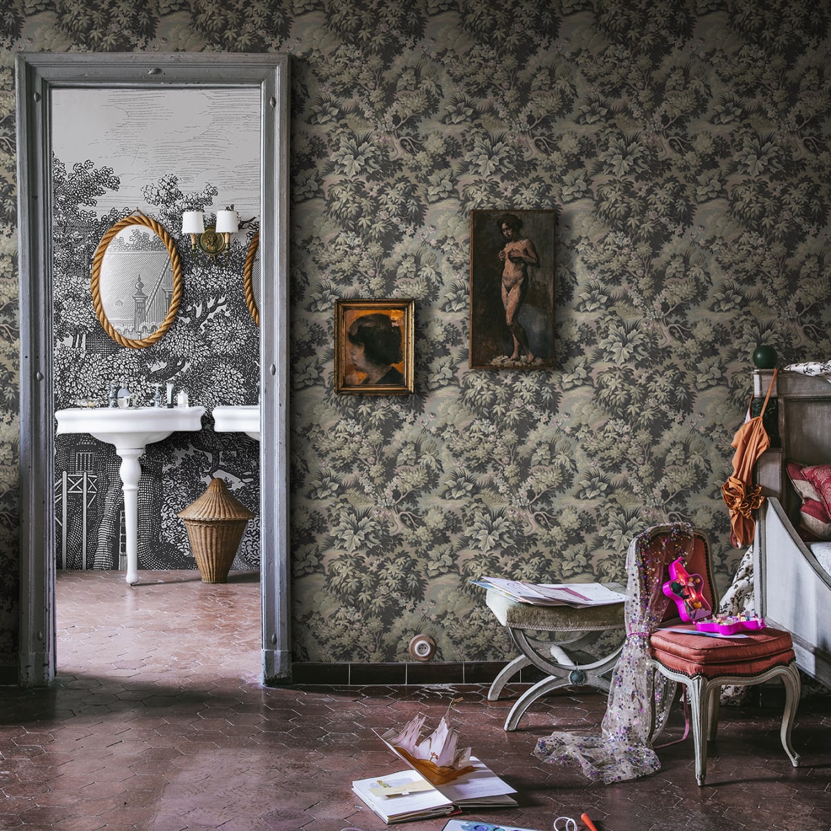 Blooming Park Wallpaper - Dark - Rebel Walls - R19254 - Premier Wallcovering