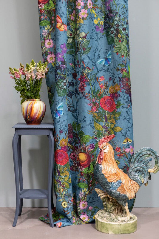 Bloomsbury Garden Fabric - Teal - Timorous Beasties - DIGI/BLM/3062/02 - Premier Wallcovering