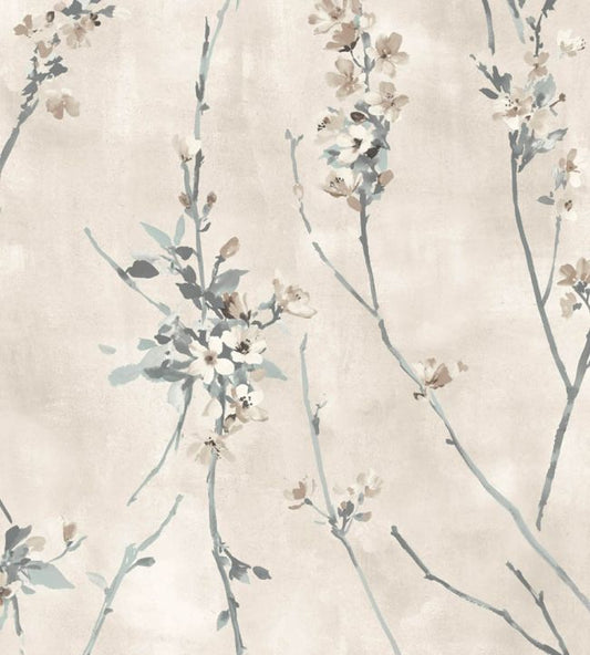 Blossom Fabric - Cream - Woodchip & Magnolia - WMF - 386 - 02VD - Premier Wallcovering