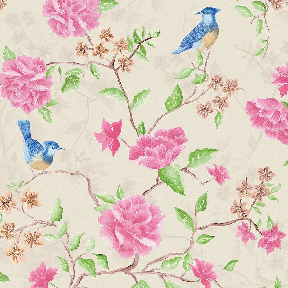 Blossoming Birdsong Wallpaper - Vintage Cream - LAN100216 - Lucie Annabel - Premier Wallcovering