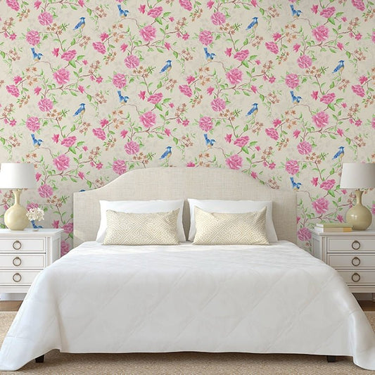 Blossoming Birdsong Wallpaper - Vintage Cream - LAN100216 - Lucie Annabel - Premier Wallcovering