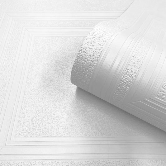 Blown Vinyl Panel Paintable Textured Wallpaper - White - Belgravia - 5836 - Premier Wallcovering