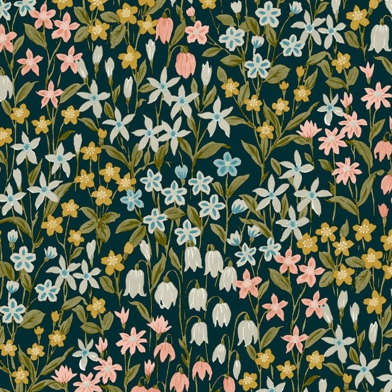 Bluebell Floral Wallpaper - Blue Multi - Grandeco - A64102 - Premier Wallcovering