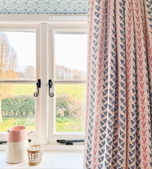 Bluebells Fabric - Blue/Raspberry - Barneby Gates - BGF070101 - Premier Wallcovering