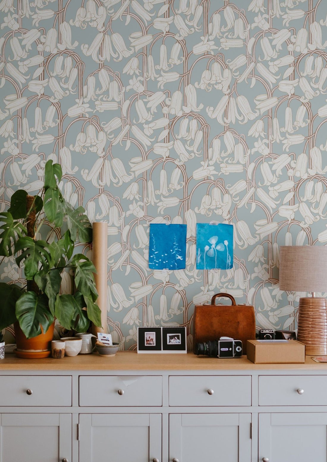 Bluebells Wallpaper - Dusty Blue - Summer Gray - Premier Wallcovering