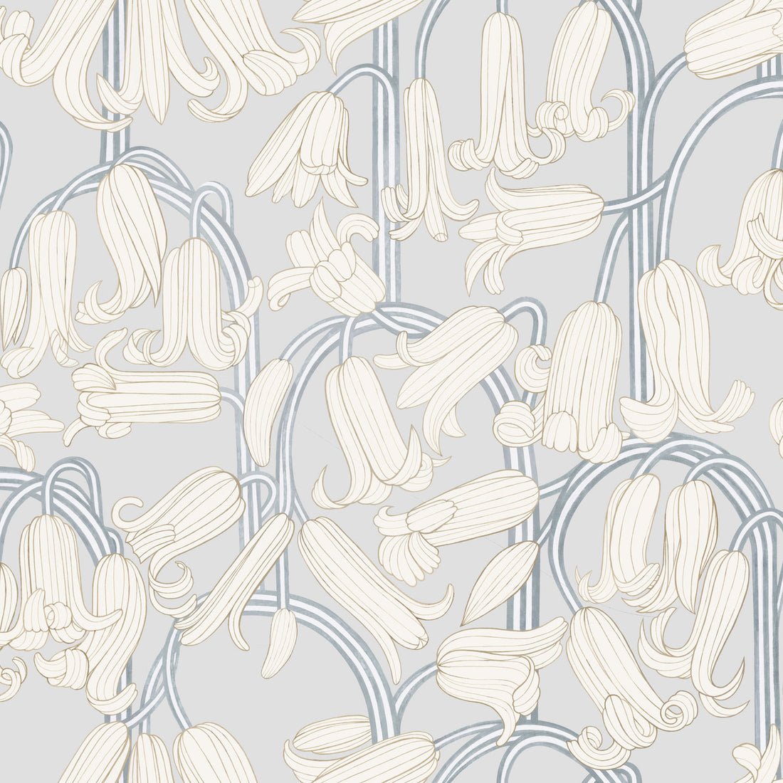 Bluebells Wallpaper - Grey - Summer Gray - Premier Wallcovering