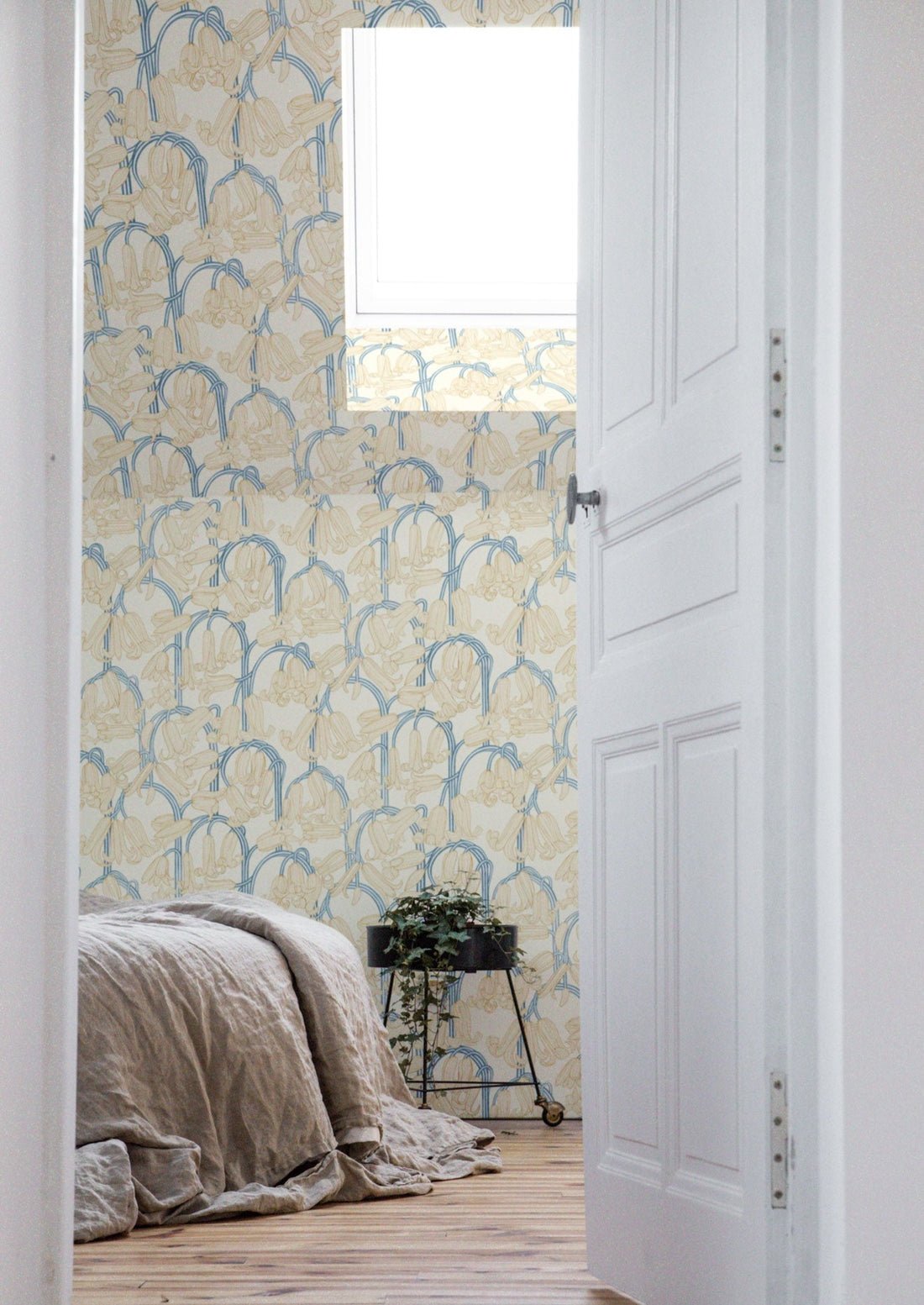 Bluebells Wallpaper - Cream - Summer Gray - Premier Wallcovering