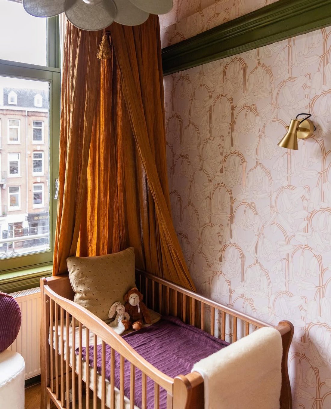 Bluebells Wallpaper - Pink & Cream - Summer Gray - Premier Wallcovering