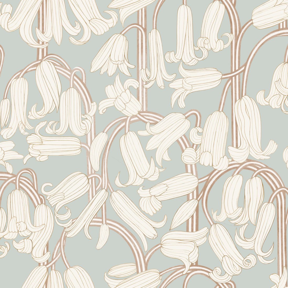 Bluebells Wallpaper - Dusty Blue - Summer Gray - Premier Wallcovering
