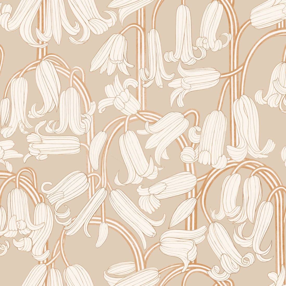 Bluebells Wallpaper - Brown - Summer Gray - Premier Wallcovering