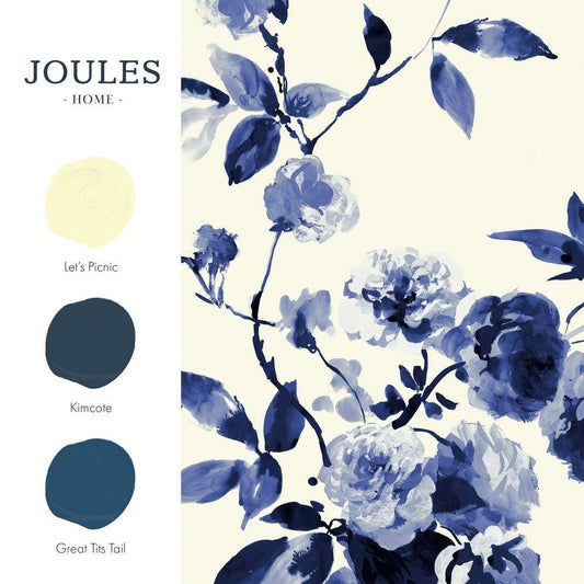 Boho Bloom Wallpaper - Blue - Joules - 118561 - Premier Wallcovering