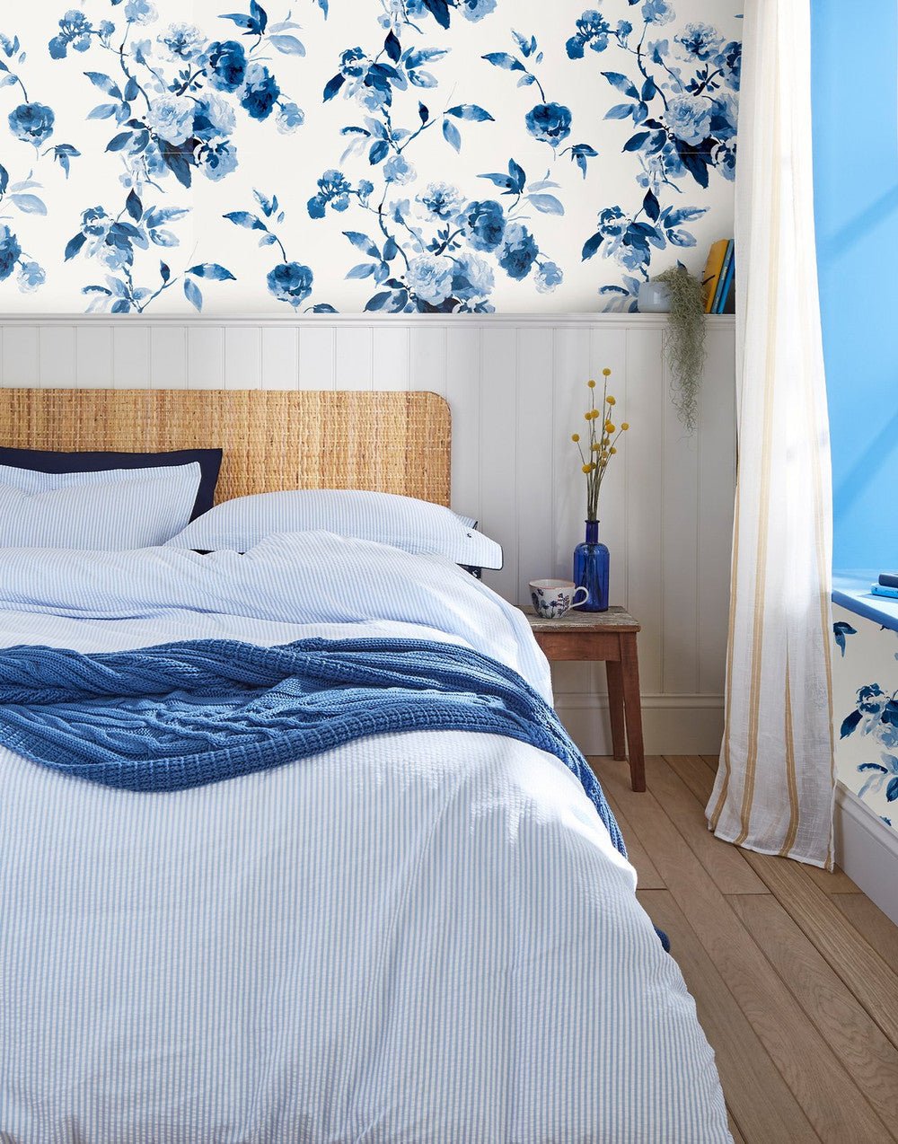 Boho Bloom Wallpaper - Blue - Joules - 118561 - Premier Wallcovering