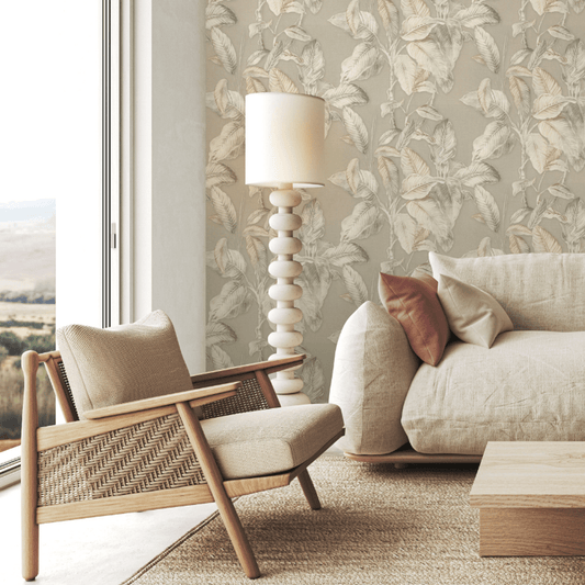 Boho Palm Wallpaper - Neutral - Rasch - 571455 - Premier Wallcovering