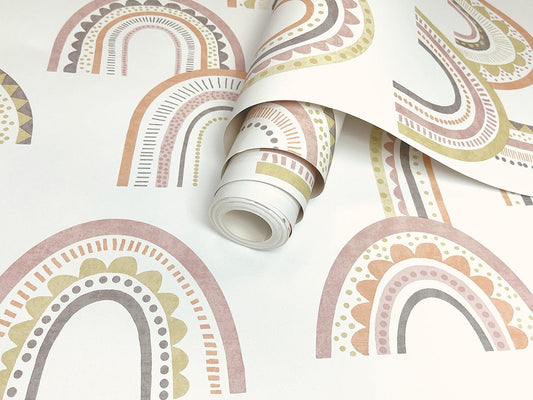 Boho Rainbow Wallpaper - Blush/Orange - Holden Décor - 13280 - Premier Wallcovering