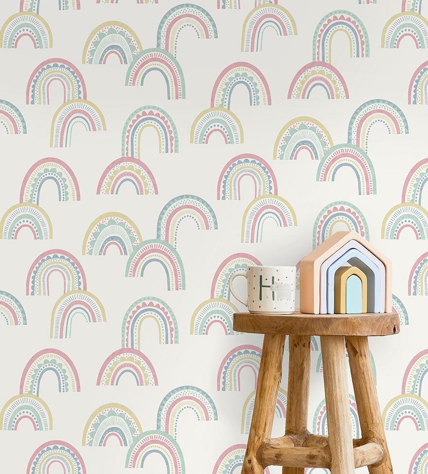 Boho Rainbow Wallpaper - Pink/Duckegg - Holden Décor - 13281 - Premier Wallcovering