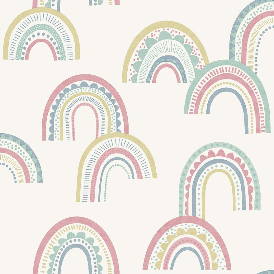 Boho Rainbow Wallpaper - Pink/Duckegg - Holden Décor - 13281 - Premier Wallcovering