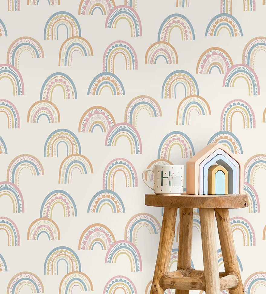 Boho Rainbow Wallpaper - Orange/Pink/Blue - Holden Décor - 13282 - Premier Wallcovering