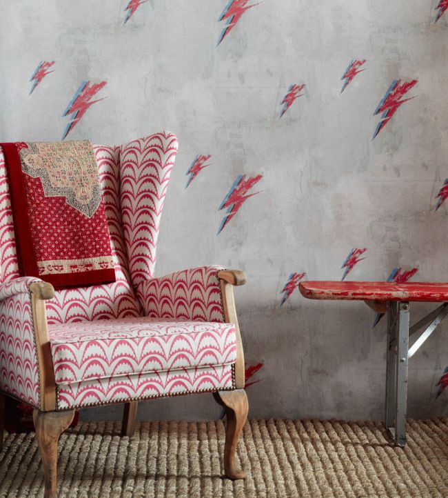 Bolt From Mars Wallpaper - Red on Natural - BG1900102 - Barneby Gates - Premier Wallcovering
