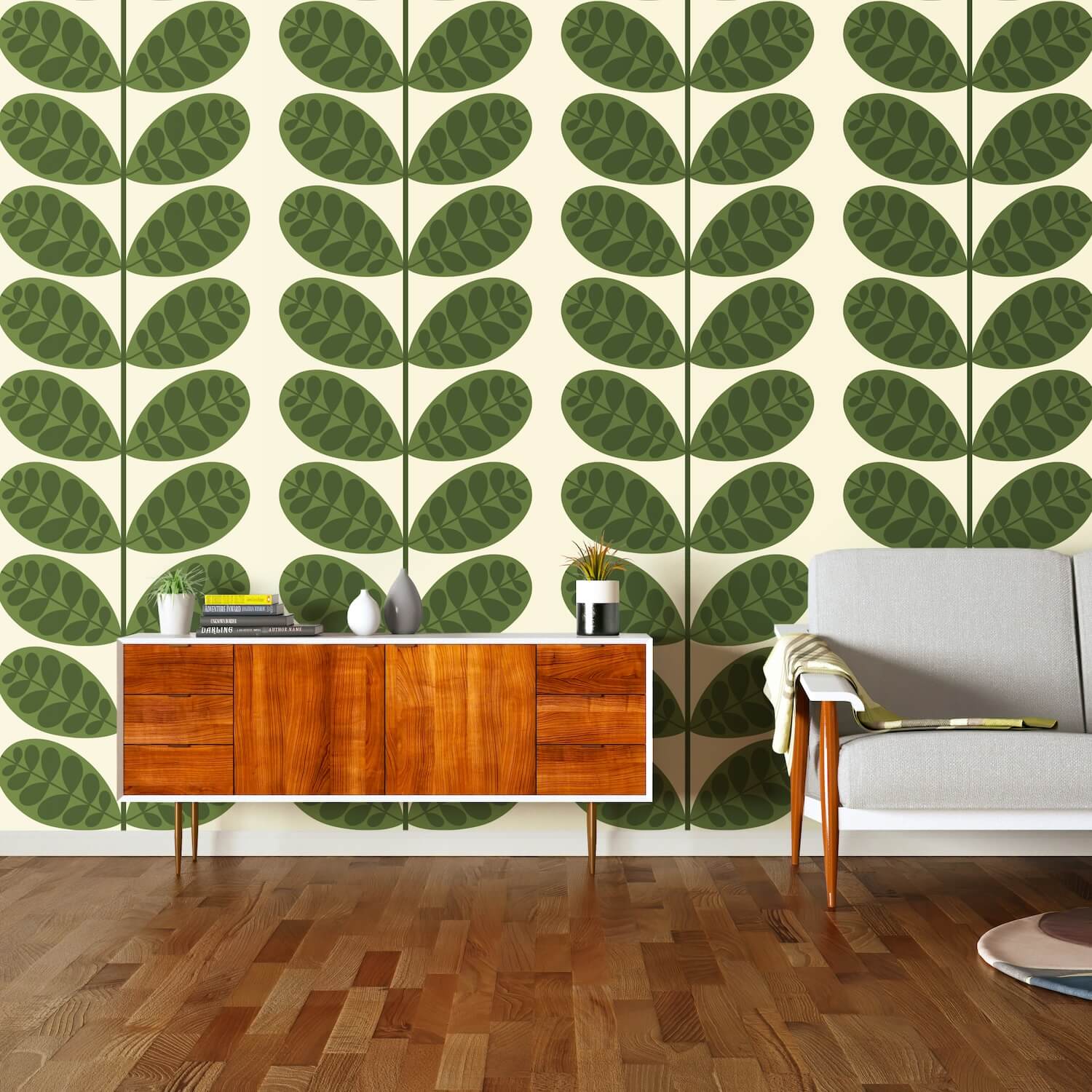 Botanica Wallpaper - Fern - Orla Kiely - 23AHBTCWLPDS-3140 - Premier Wallcovering