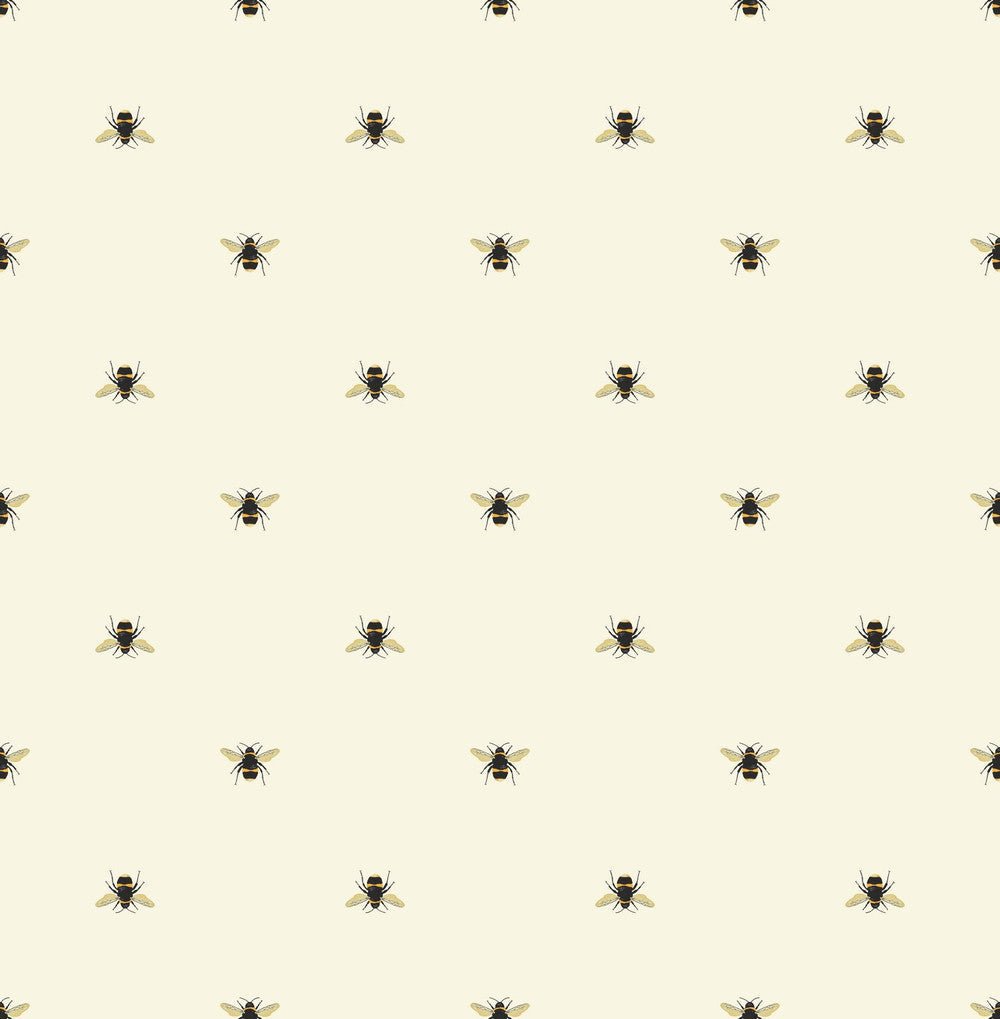 Botanical Bee Wallpaper - Cream - Joules - 118544 - Premier Wallcovering