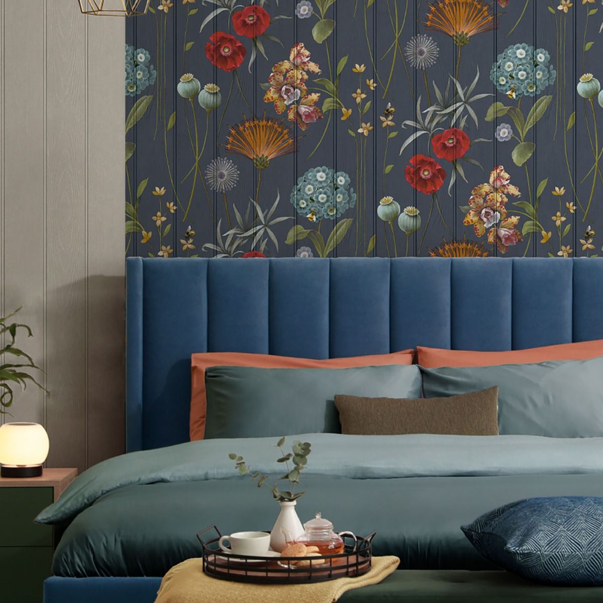 Botanist Wood Panel Wallpaper - Blue - Belgravia - 4771 - Premier Wallcovering