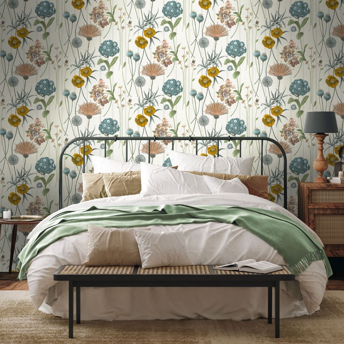 Botanist Wood Panel Wallpaper - White / Green - Belgravia - 4772 - Premier Wallcovering