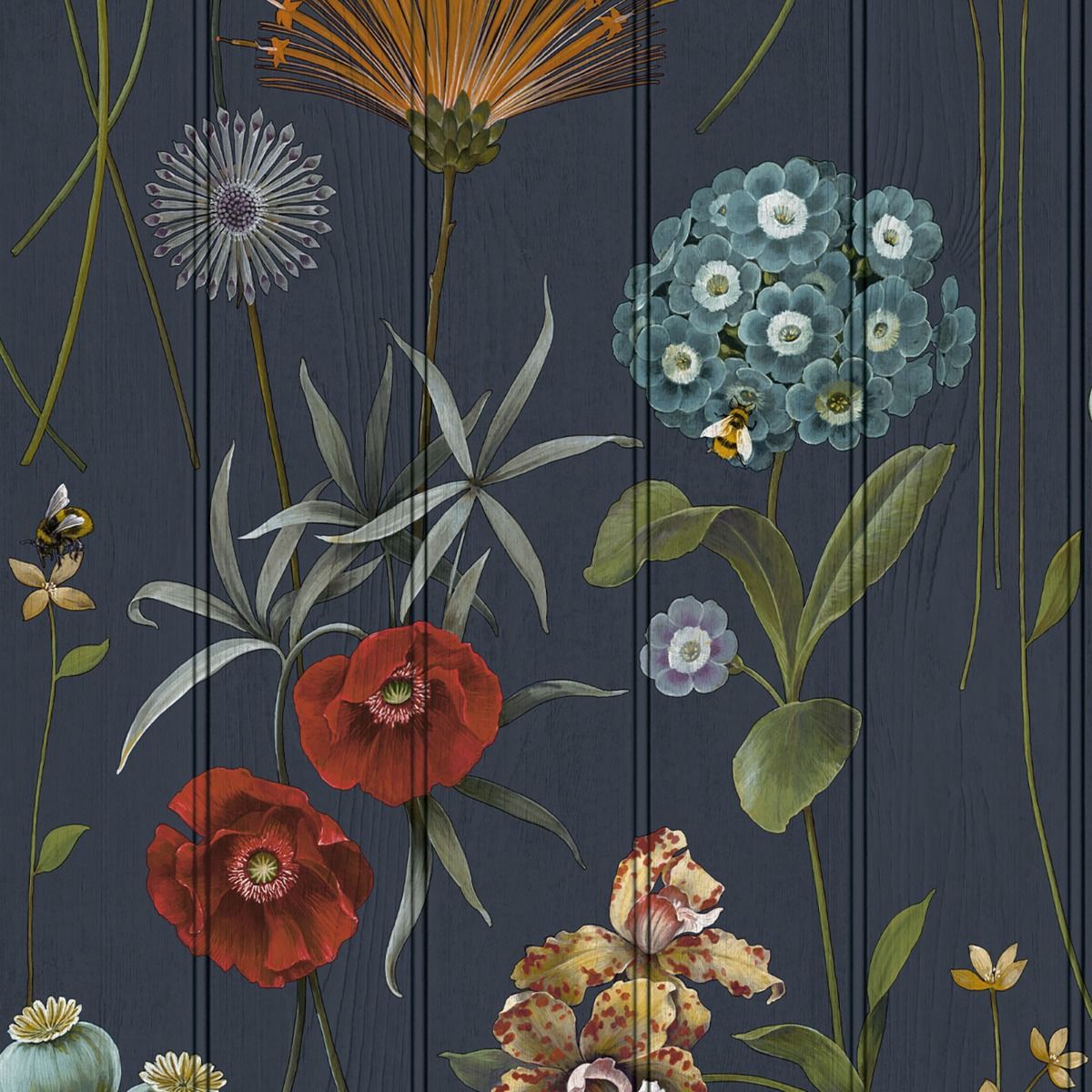 Botanist Wood Panel Wallpaper - Blue - Belgravia - 4771 - Premier Wallcovering