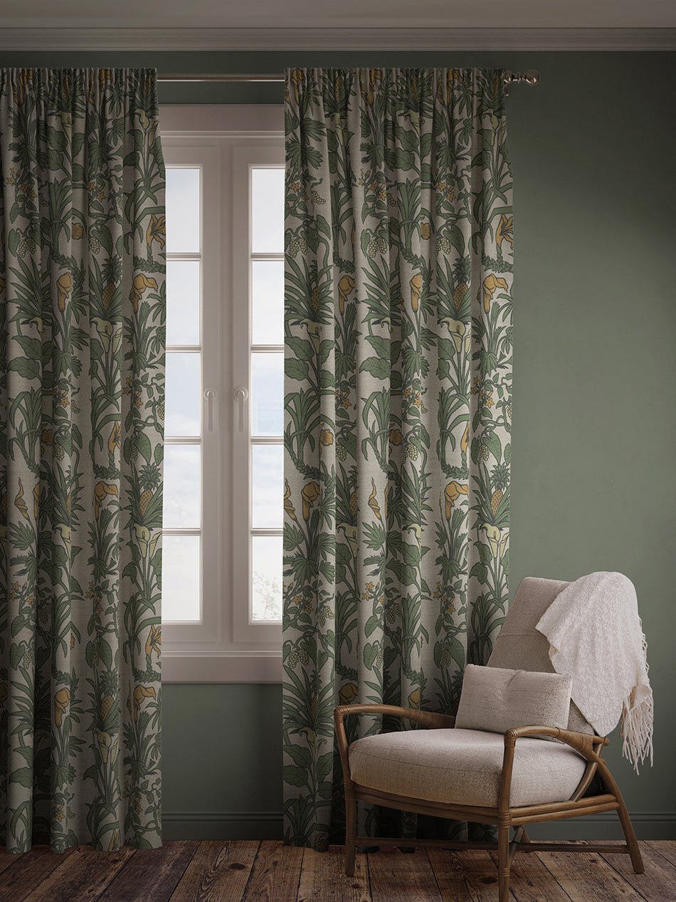 Botanize Heritage Recycled Velvet Fabric - Palm Green - Divine Savages - DVS047-BH-PGR-VEL - Premier Wallcovering