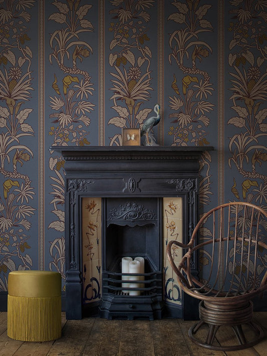 Botanize Heritage Wallpaper - Whale Blue - Divine Savages - DVS046-BH-WB-WR - Premier Wallcovering