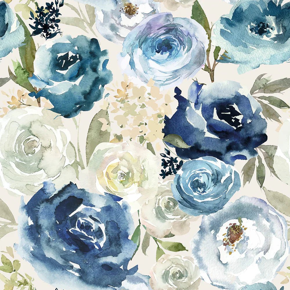 Bouquet De Fleurs Wallpaper - Blues with Chamomile - LAN100032 - Lucie Annabel - Premier Wallcovering