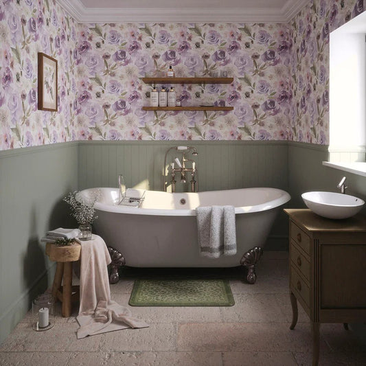 Bouquet De Fleurs Wallpaper - Lavender - LAN100030 - Lucie Annabel - Premier Wallcovering